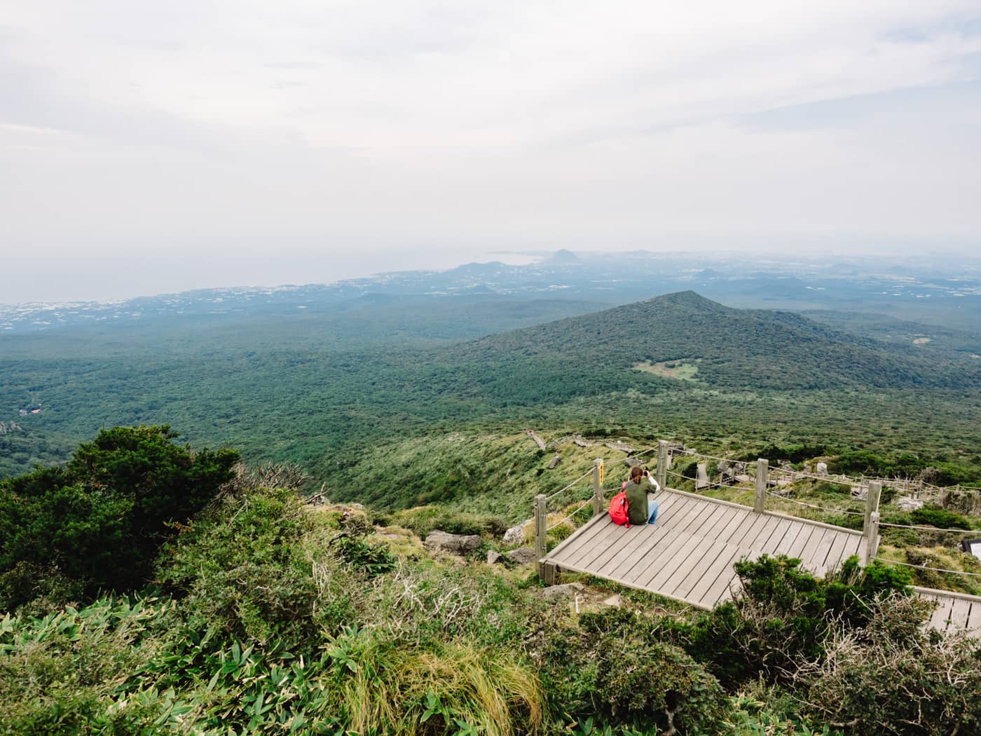 Korea - Mt Hallasan - Resting at a platform rest stop