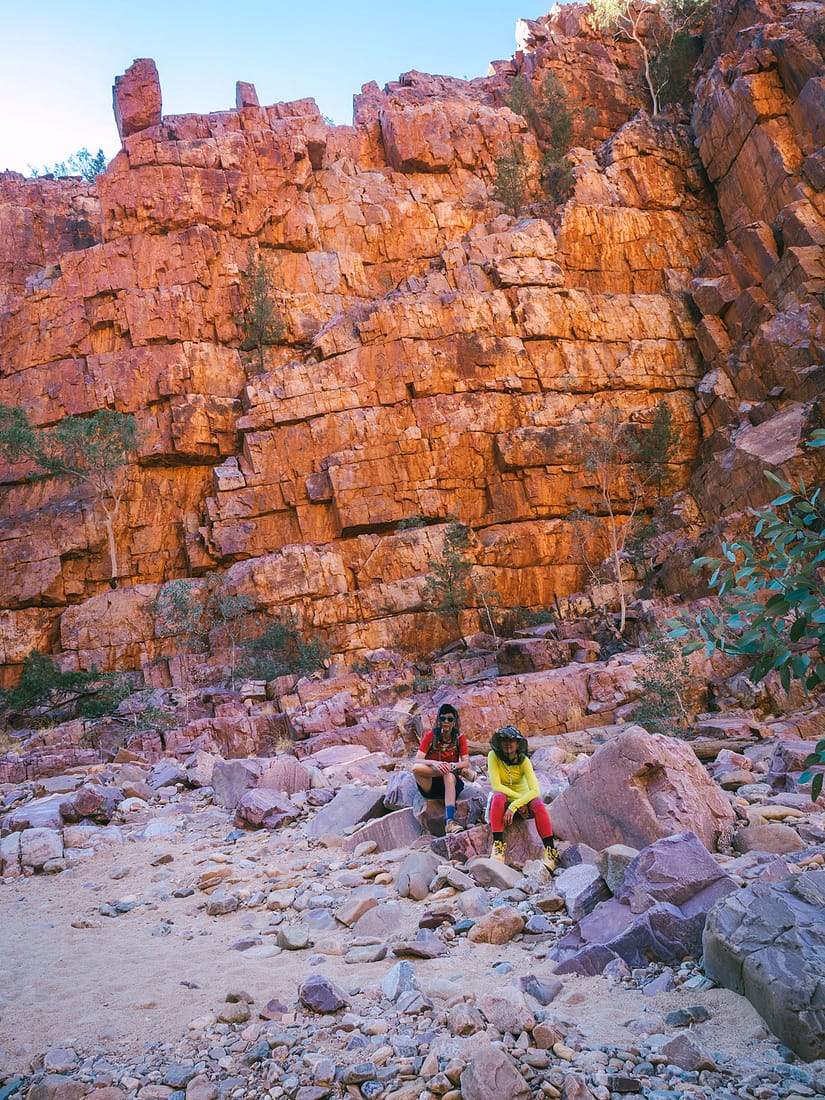 My colourful friends with the boulders acting cool at Ormiston Gorge