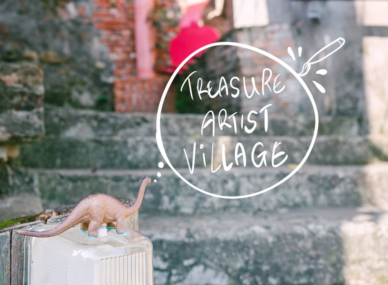 Treasure Hill Artist Village - Entrance with dinosaur