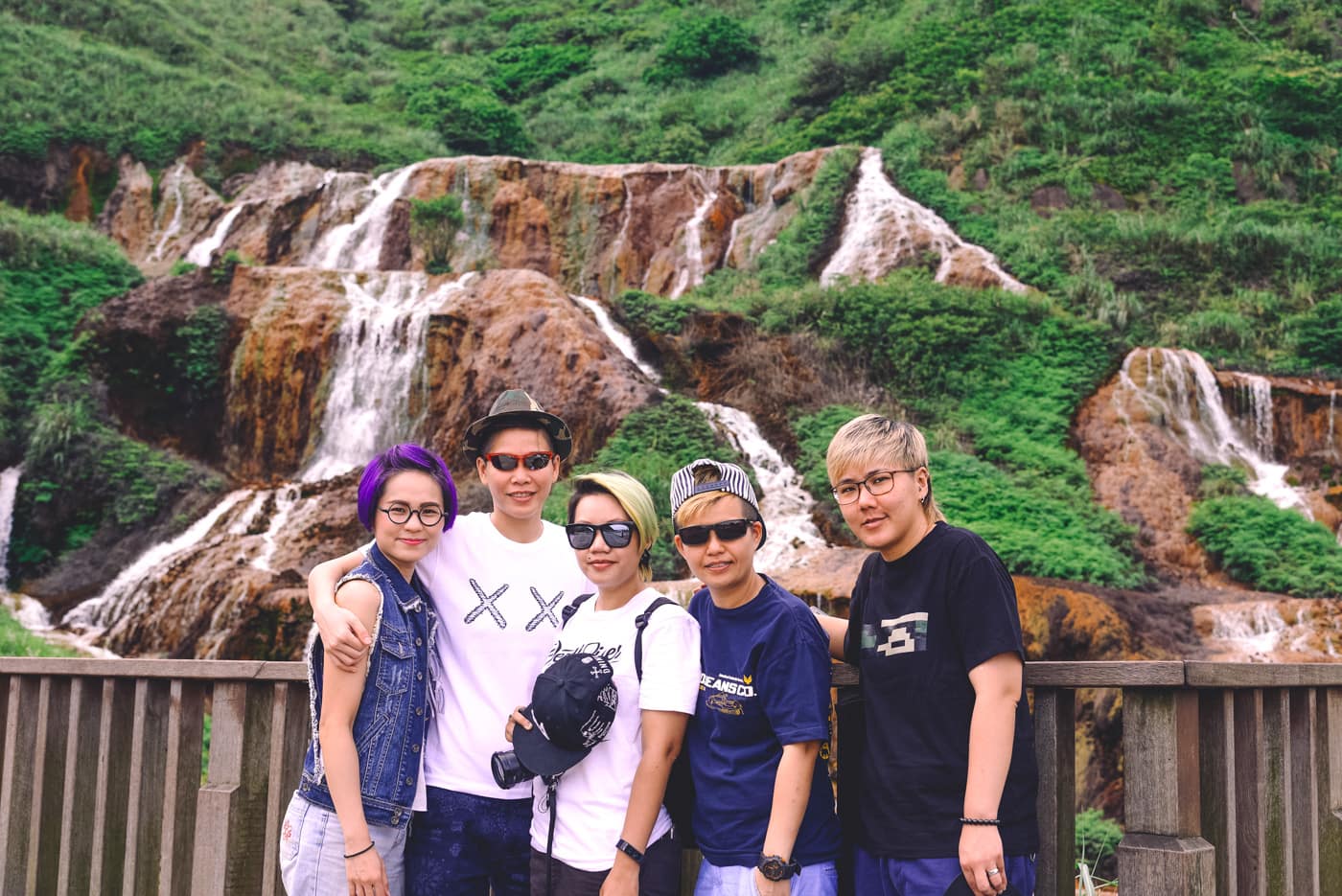 Taiwan - New Taipei City - Group shot at the Golden Waterfall