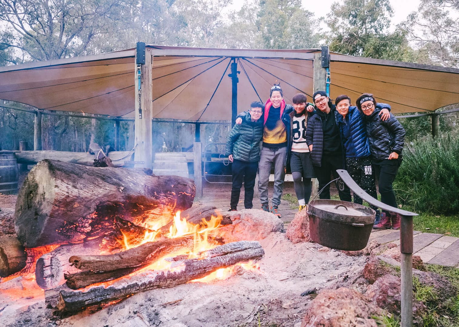 Perth, Australia - Jesters Flat - Warming ourselves at the campfire