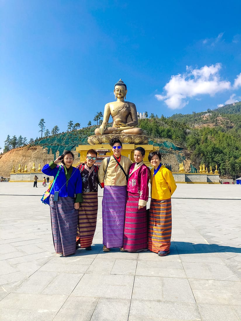 group photo with the Buddha Dordenma statue